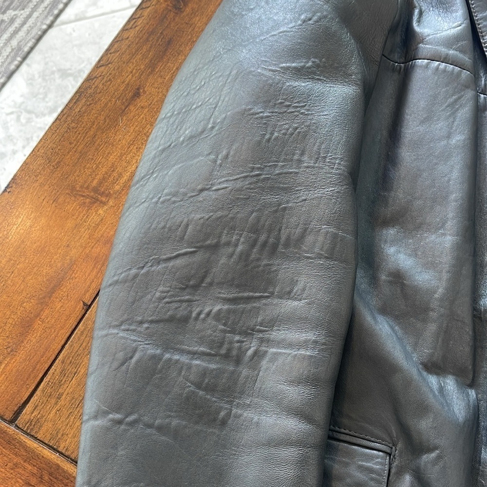 Vintage Grey Clipper Mist Men’s leather Coat size 46 X- long - Picture 9 of 14